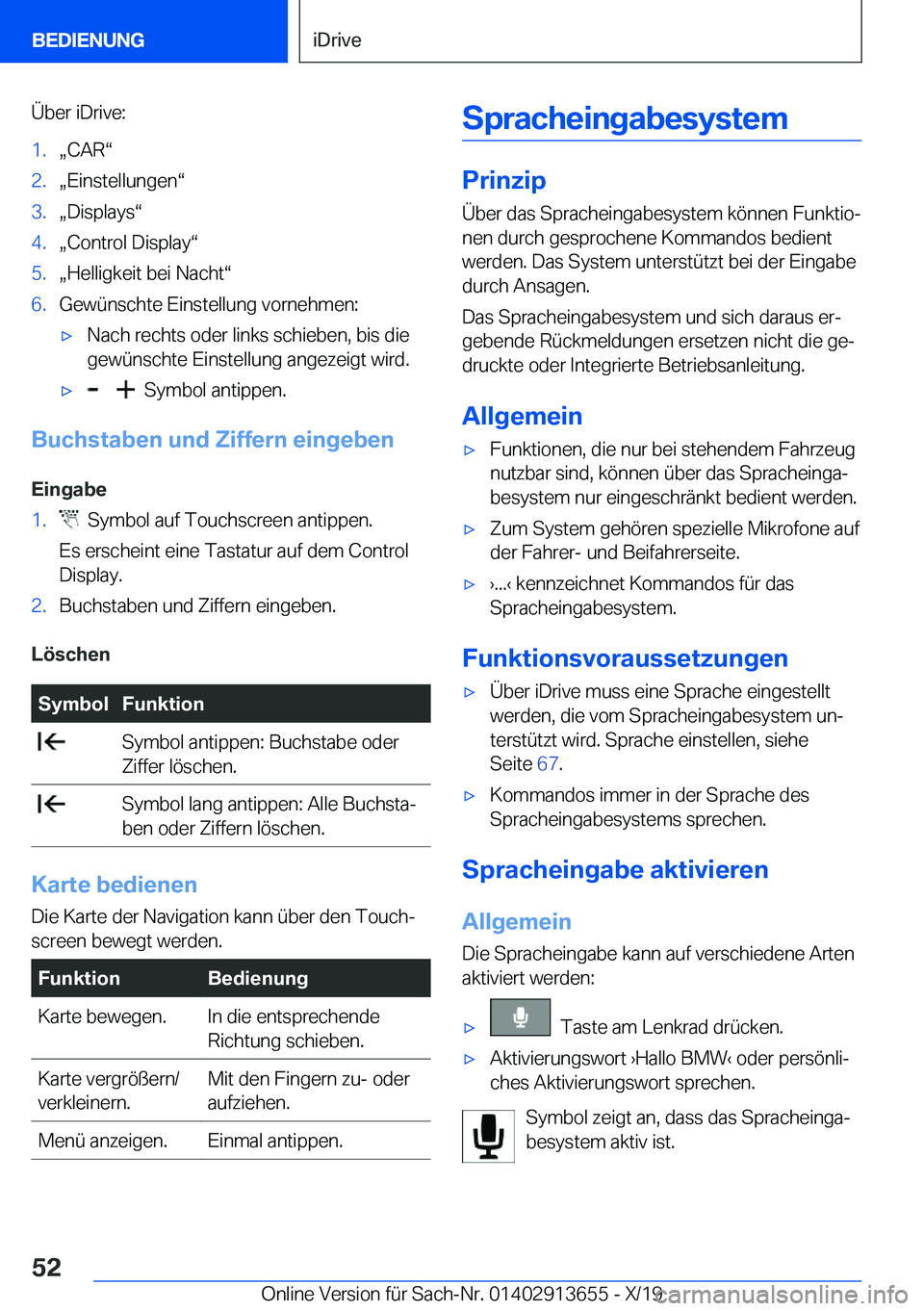 BMW X5 2020  Betriebsanleitungen (in German) �