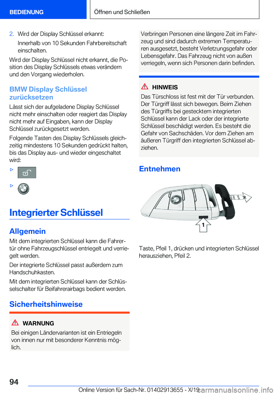 BMW X5 2020  Betriebsanleitungen (in German) �2�.�W�i�r�d��d�e�r��D�i�s�p�l�a�y��S�c�h�l�