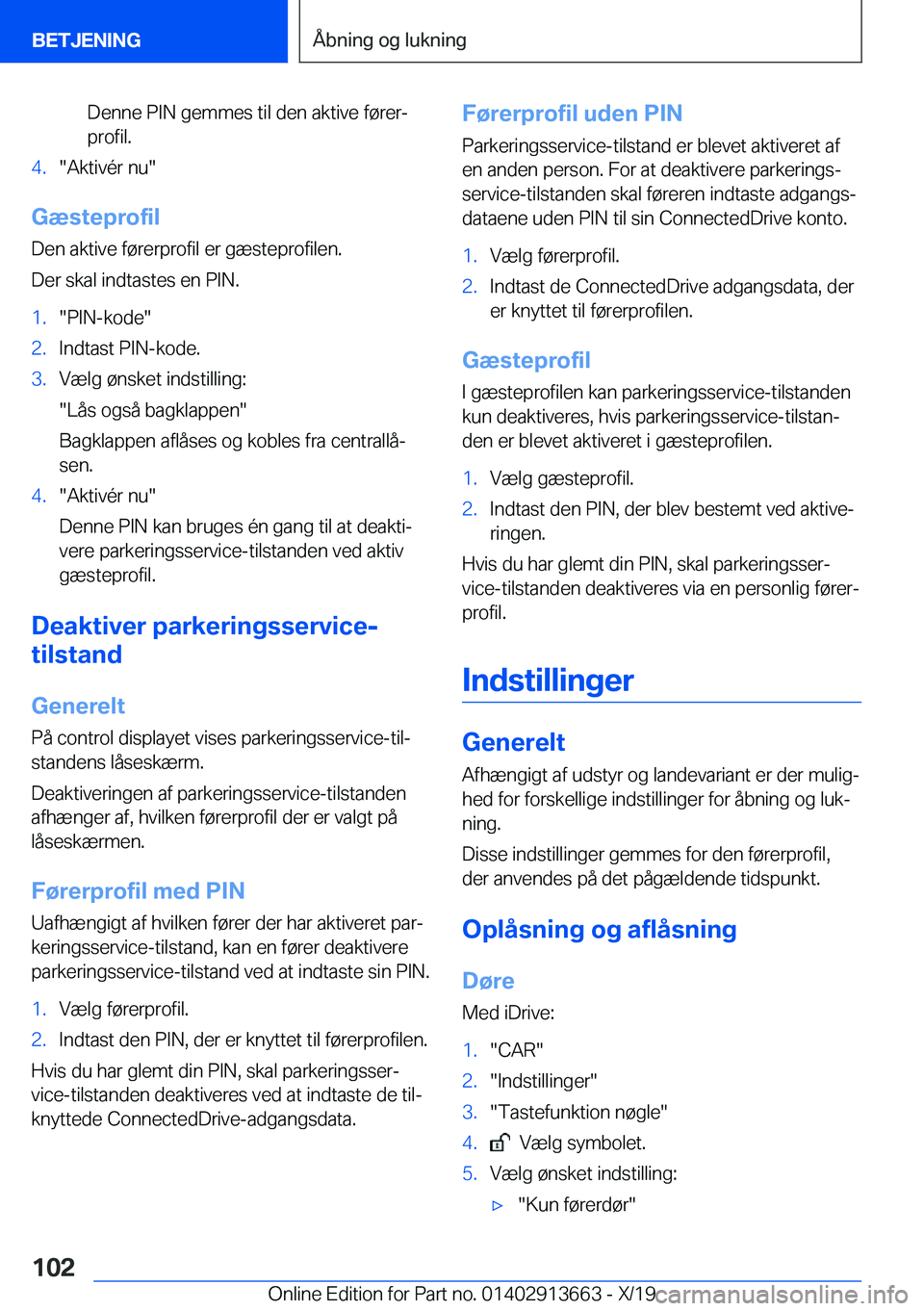 BMW X5 2020  InstruktionsbØger (in Danish) �D�e�n�n�e��P�I�N��g�e�m�m�e�s��t�i�l��d�e�n��a�k�t�i�v�e��f�