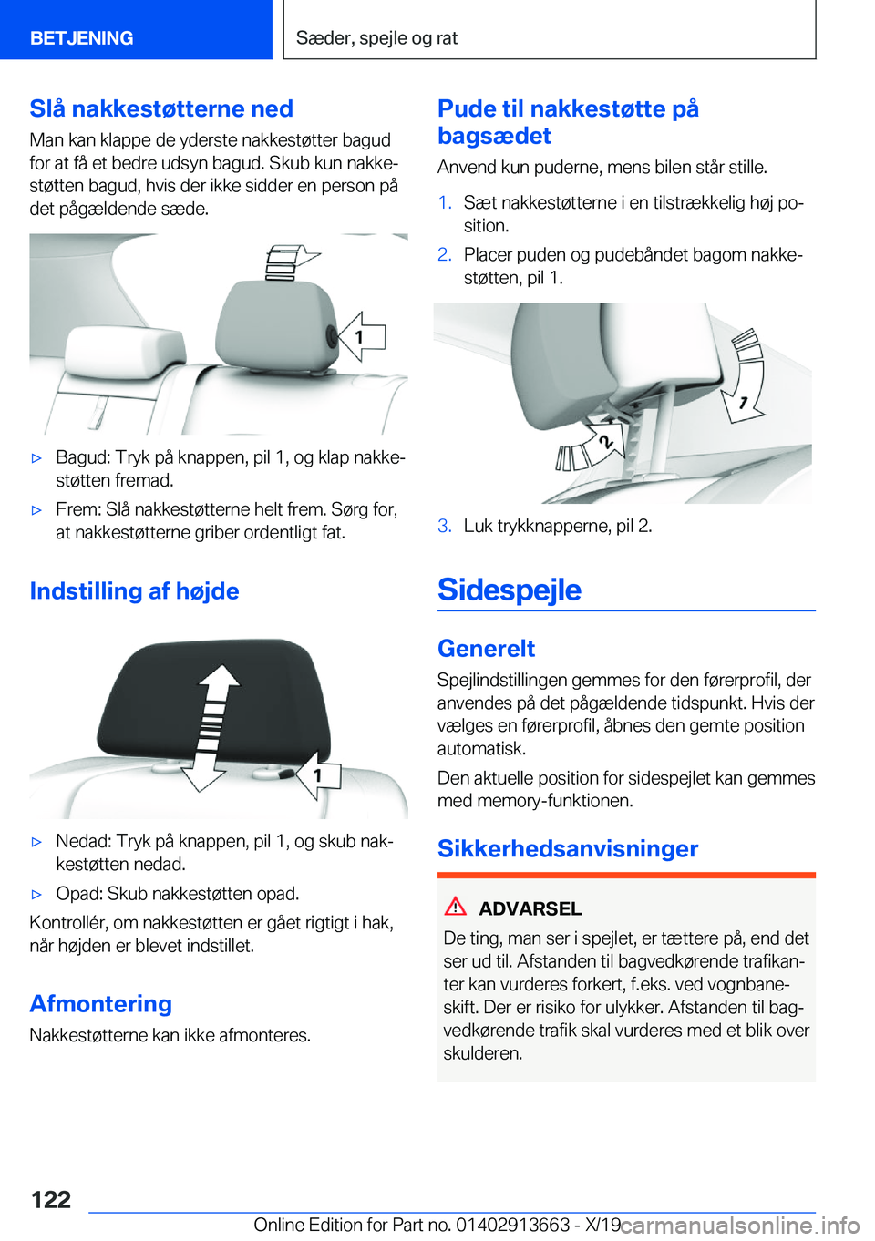 BMW X5 2020  InstruktionsbØger (in Danish) �S�l�å��n�a�k�k�e�s�t�