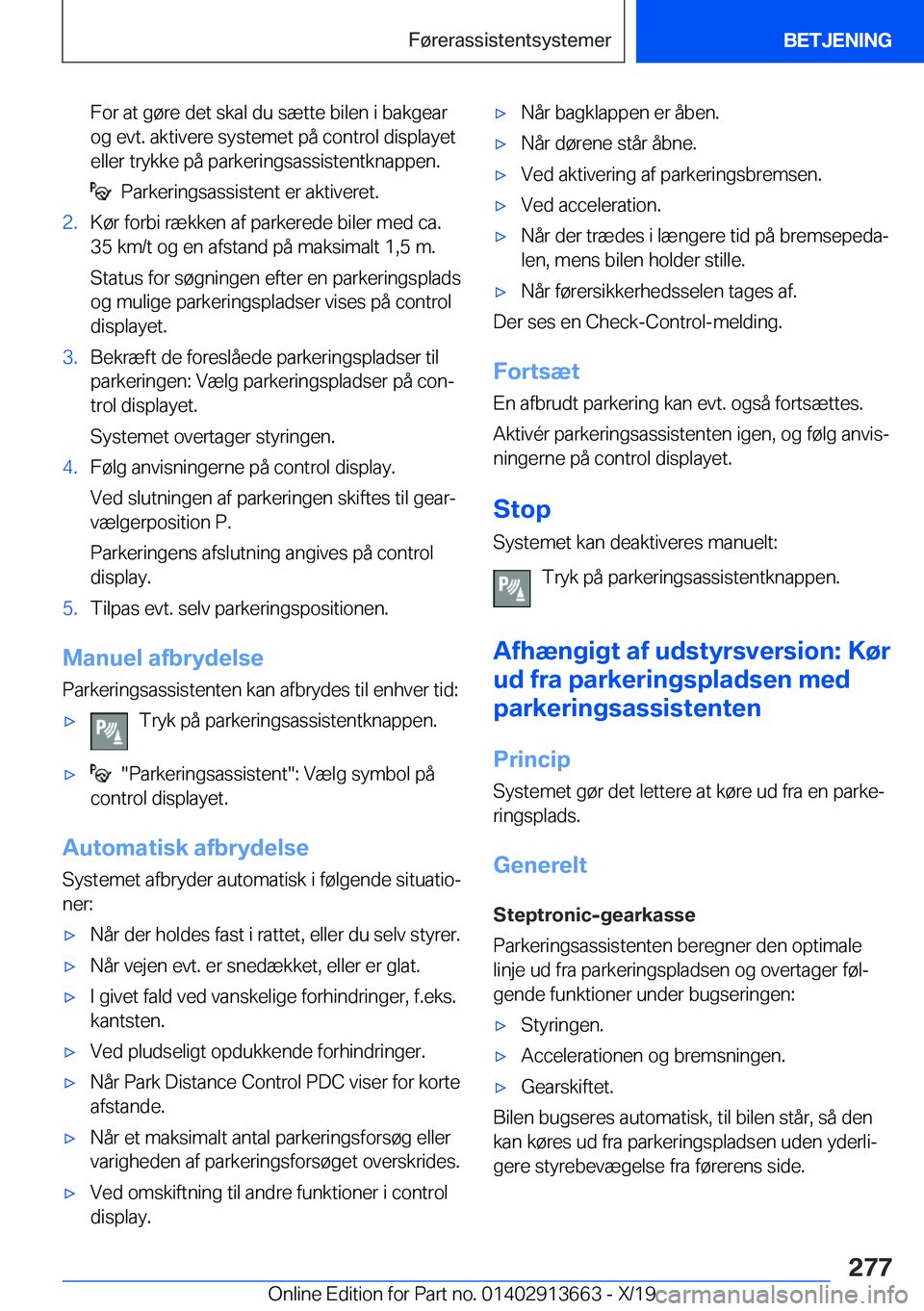 BMW X5 2020  InstruktionsbØger (in Danish) �F�o�r��a�t��g�