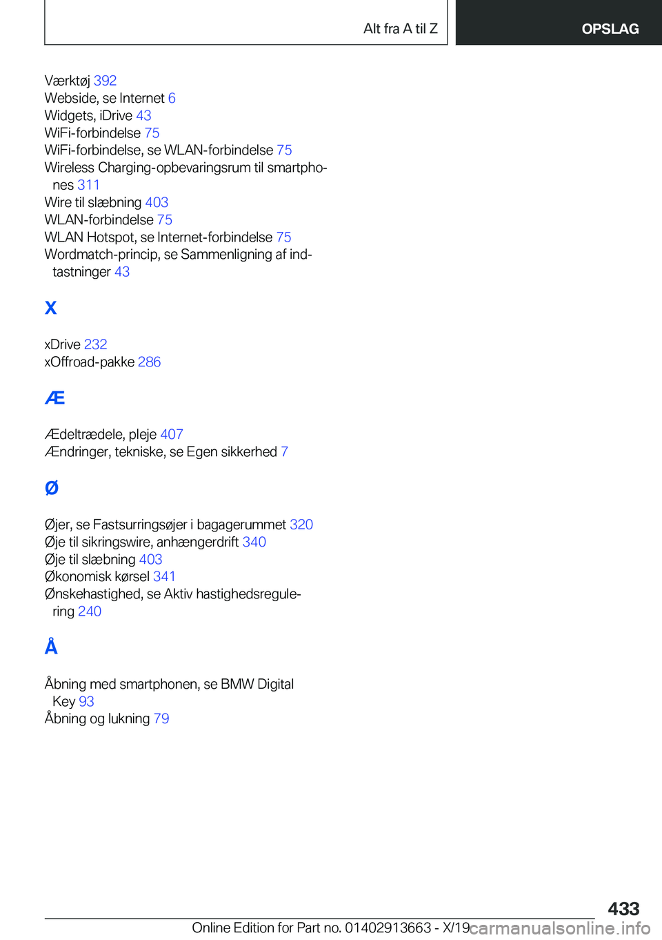 BMW X5 2020  InstruktionsbØger (in Danish) �V�æ�r�k�t�