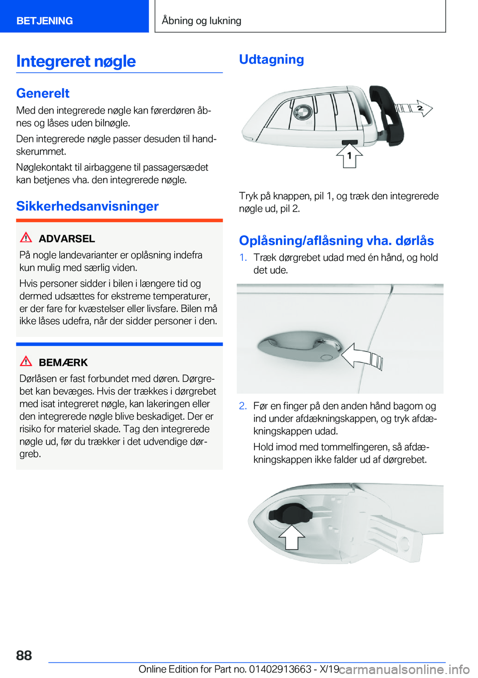 BMW X5 2020  InstruktionsbØger (in Danish) �I�n�t�e�g�r�e�r�e�t��n�