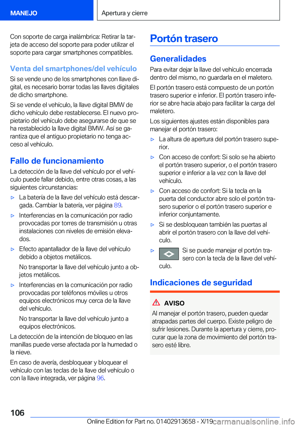 BMW X5 2020  Manuales de Empleo (in Spanish) �C�o�n��s�o�p�o�r�t�e��d�e��c�a�r�g�a��i�n�a�l�