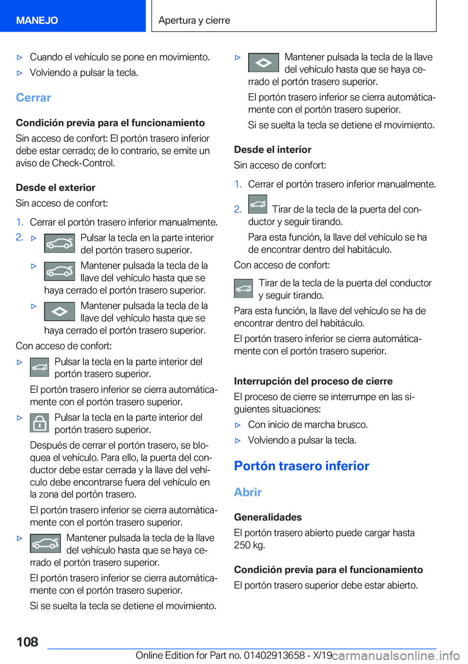 BMW X5 2020  Manuales de Empleo (in Spanish) x�C�u�a�n�d�o��e�l��v�e�h�