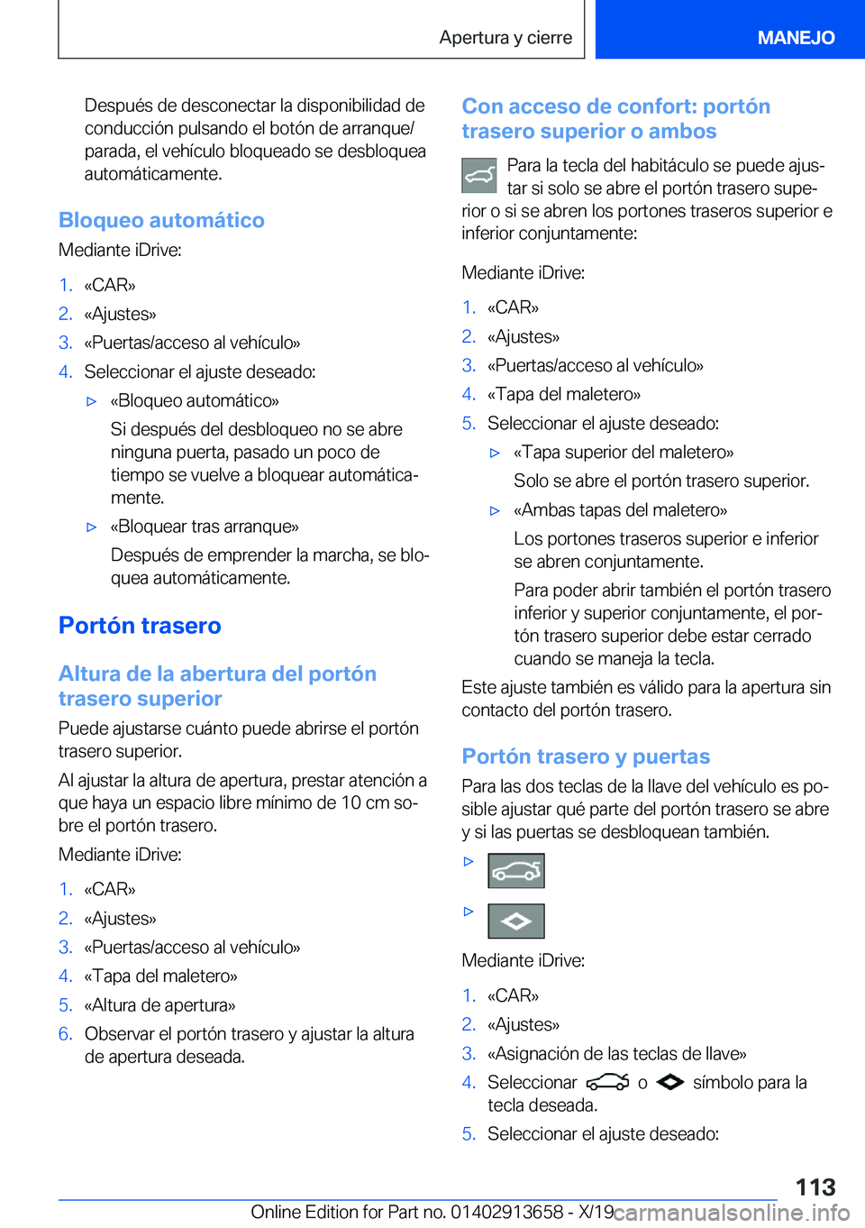 BMW X5 2020  Manuales de Empleo (in Spanish) �D�e�s�p�u�