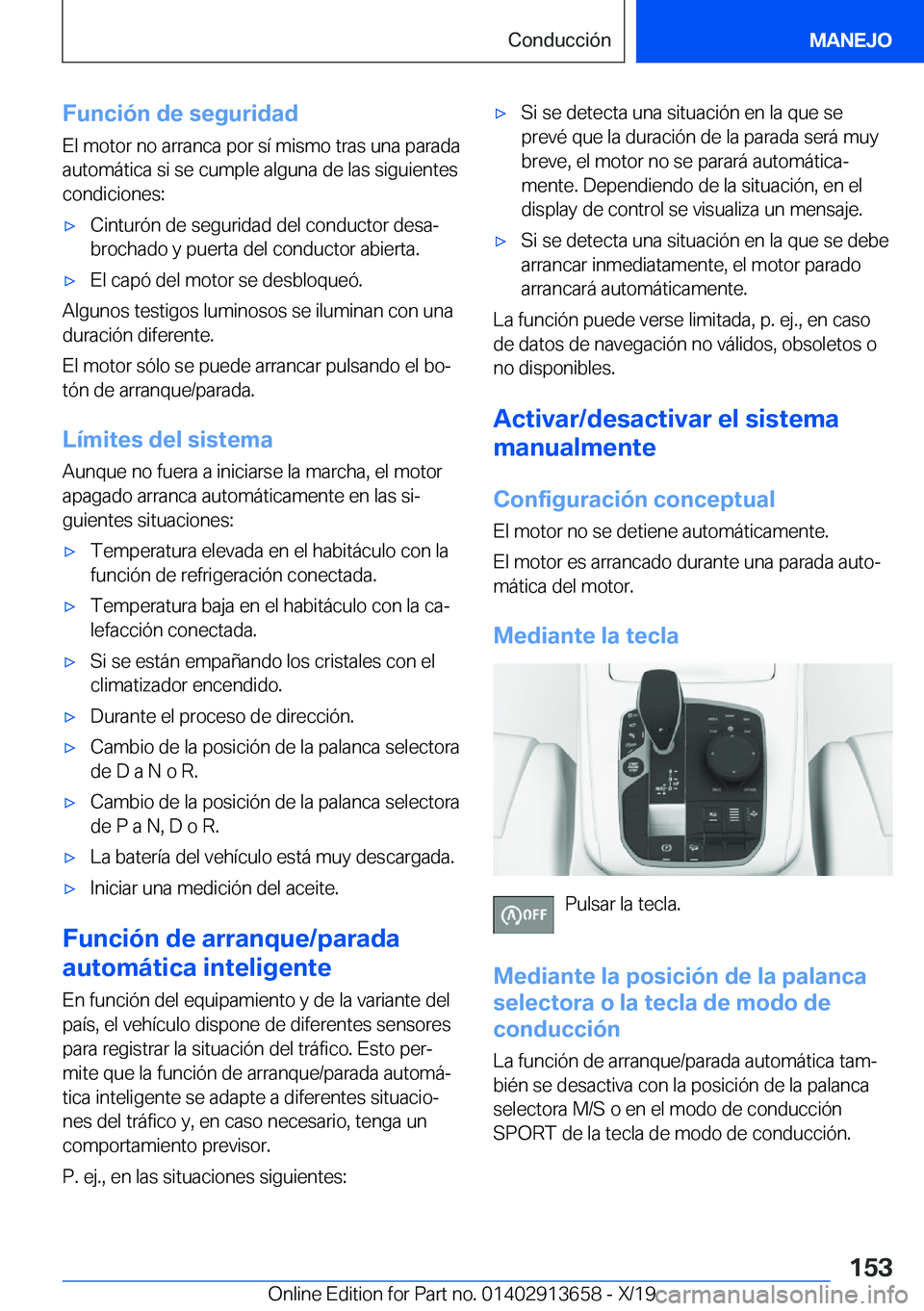 BMW X5 2020  Manuales de Empleo (in Spanish) �F�u�n�c�i�