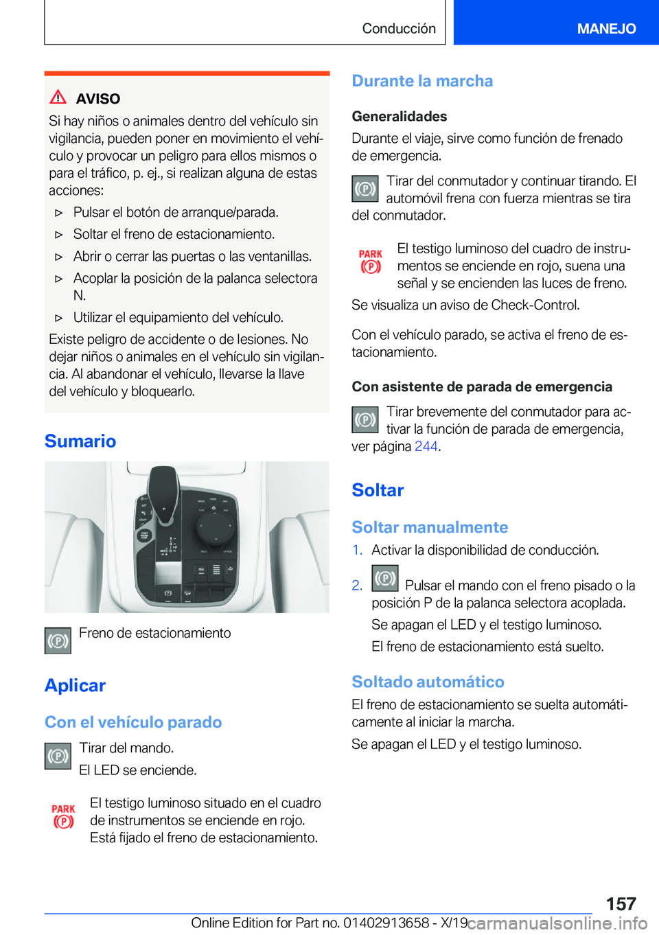BMW X5 2020  Manuales de Empleo (in Spanish) �A�V�I�S�O
�S�i��h�a�y��n�i�