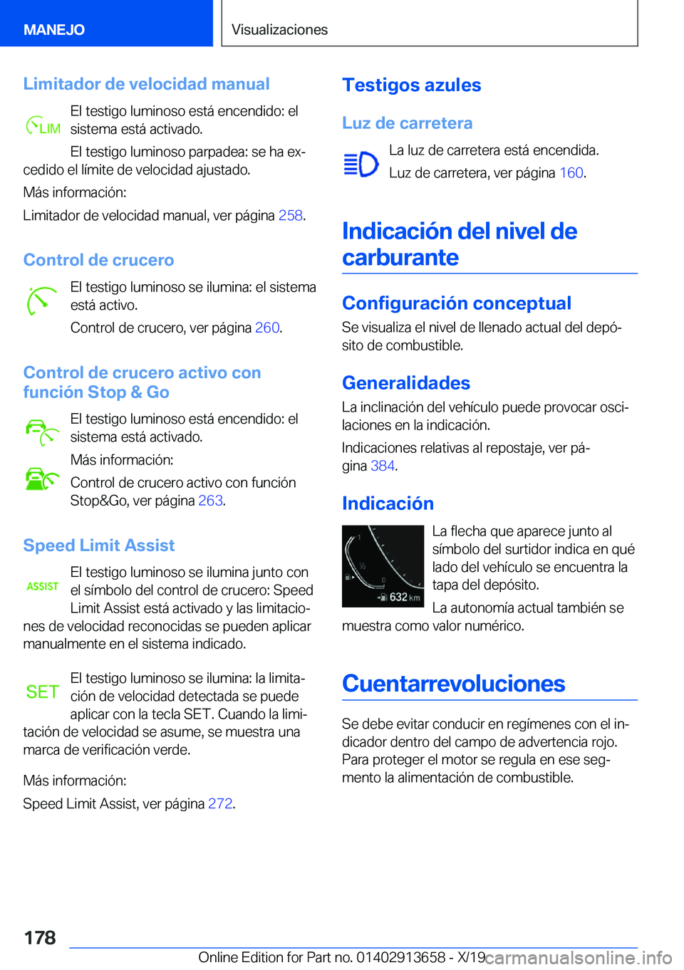 BMW X5 2020  Manuales de Empleo (in Spanish) �L�i�m�i�t�a�d�o�r��d�e��v�e�l�o�c�i�d�a�d��m�a�n�u�a�l�E�l��t�e�s�t�i�g�o��l�u�m�i�n�o�s�o��e�s�t�