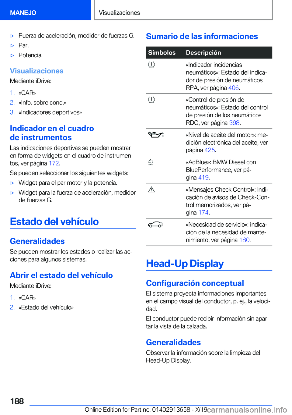 BMW X5 2020  Manuales de Empleo (in Spanish) x�F�u�e�r�z�a��d�e��a�c�e�l�e�r�a�c�i�