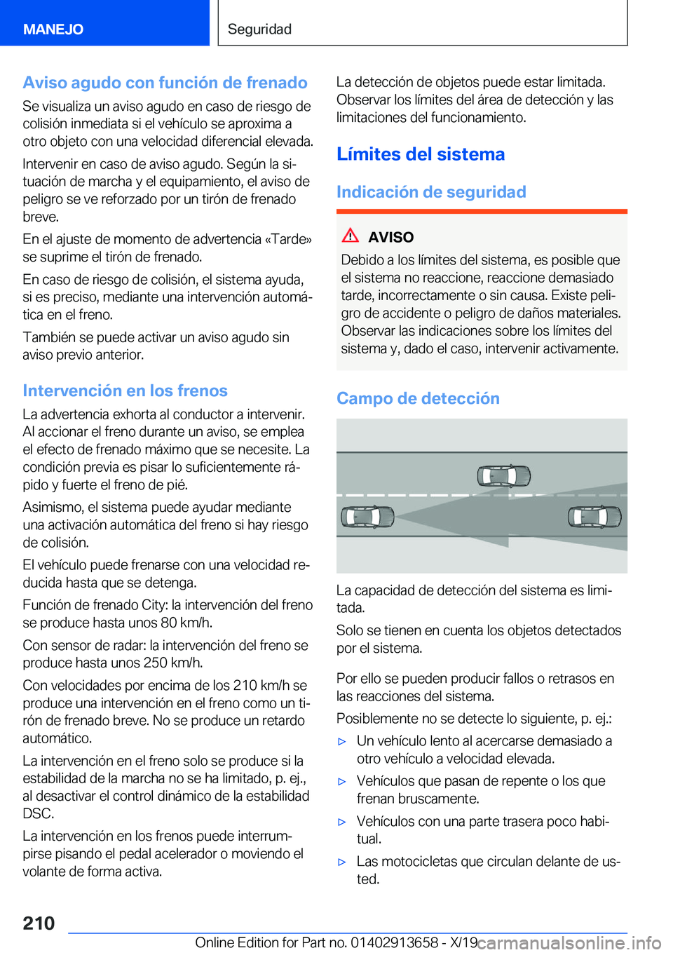 BMW X5 2020  Manuales de Empleo (in Spanish) �A�v�i�s�o��a�g�u�d�o��c�o�n��f�u�n�c�i�