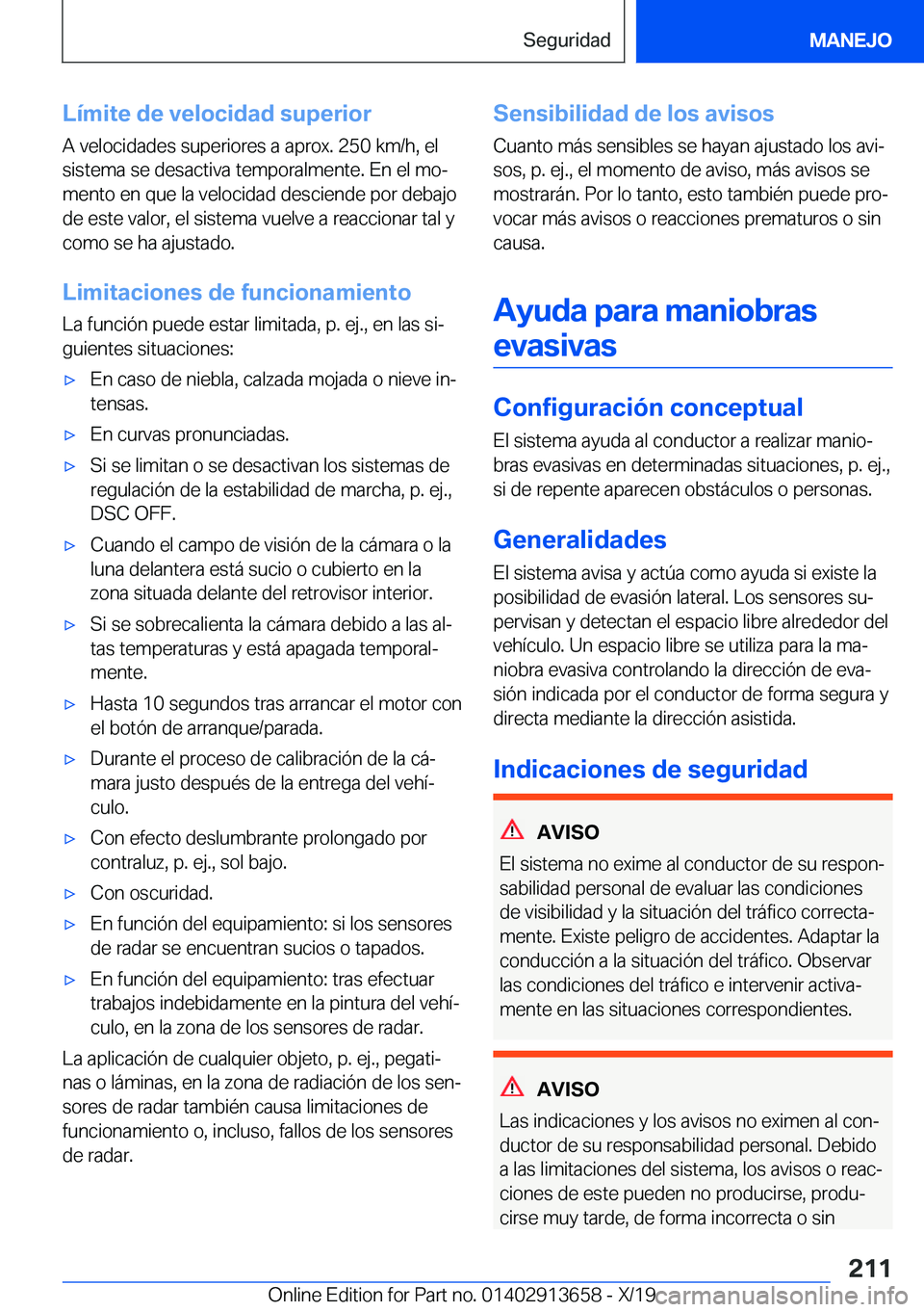 BMW X5 2020  Manuales de Empleo (in Spanish) �L�