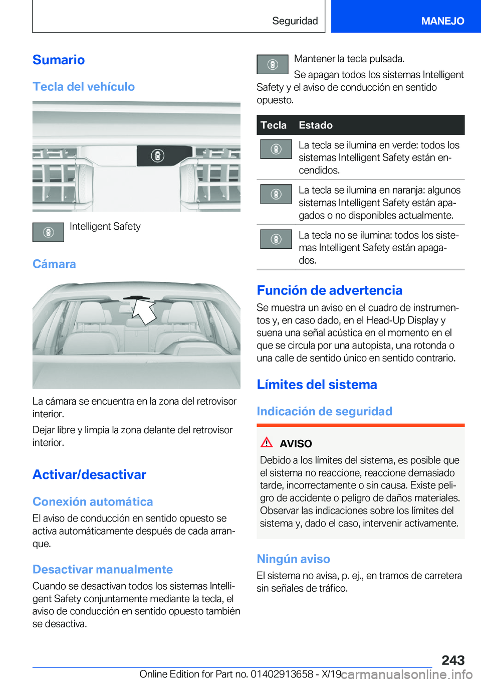 BMW X5 2020  Manuales de Empleo (in Spanish) �S�u�m�a�r�i�o�T�e�c�l�a��d�e�l��v�e�h�