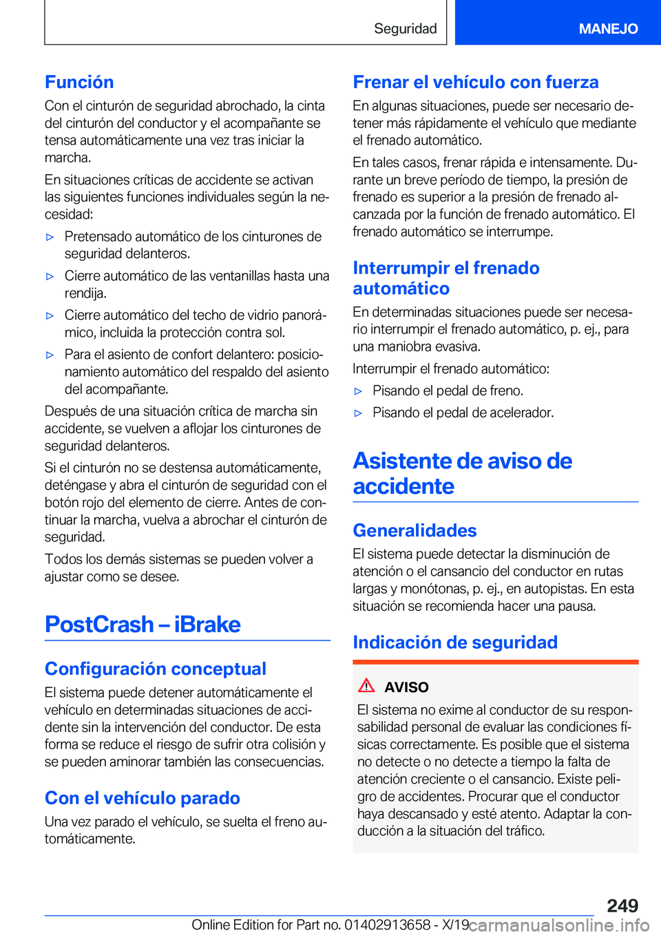 BMW X5 2020  Manuales de Empleo (in Spanish) �F�u�n�c�i�