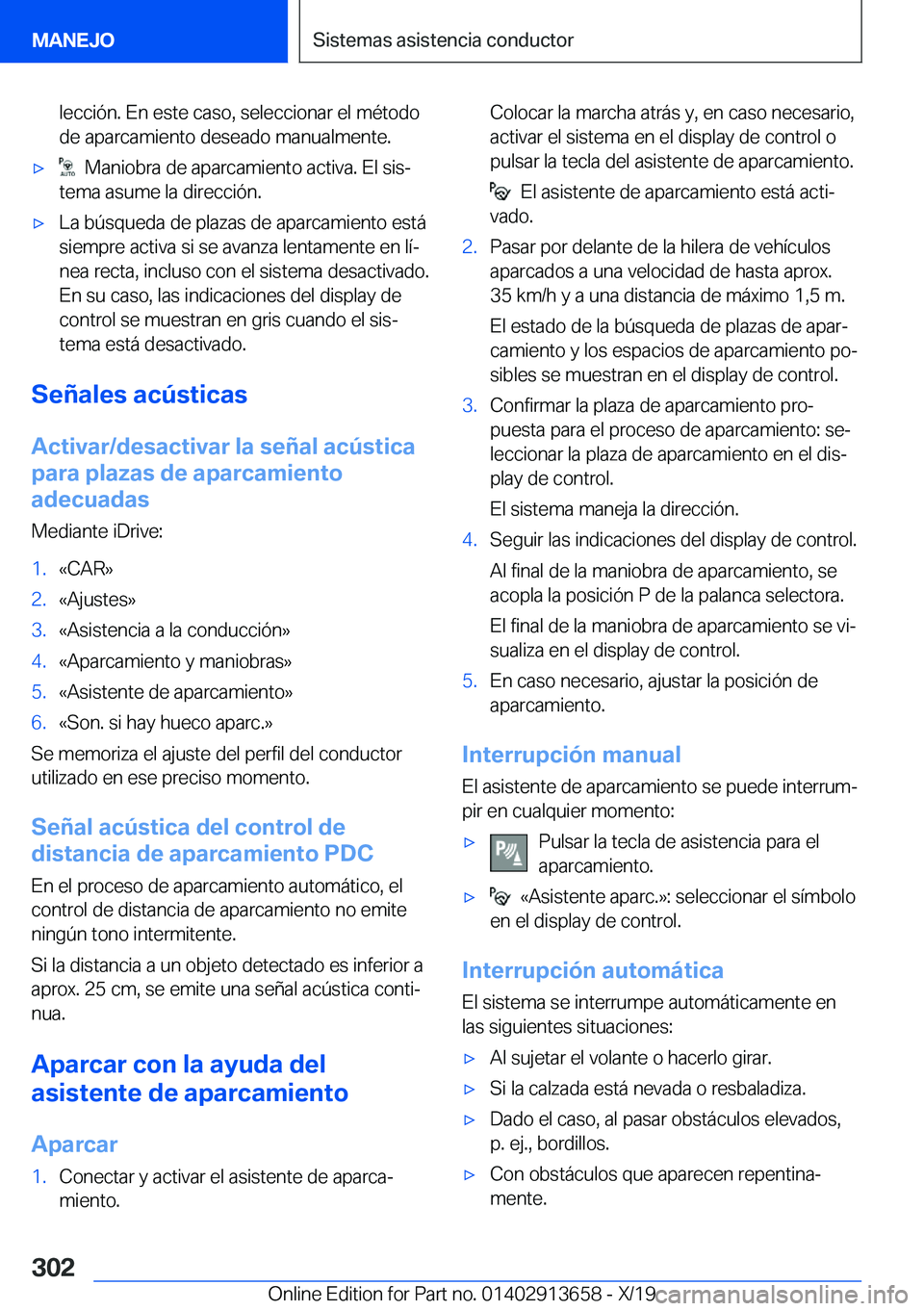 BMW X5 2020  Manuales de Empleo (in Spanish) �l�e�c�c�i�