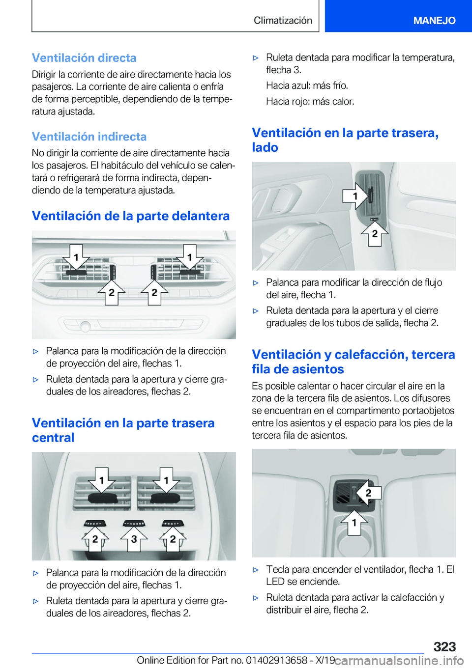 BMW X5 2020  Manuales de Empleo (in Spanish) �V�e�n�t�i�l�a�c�i�