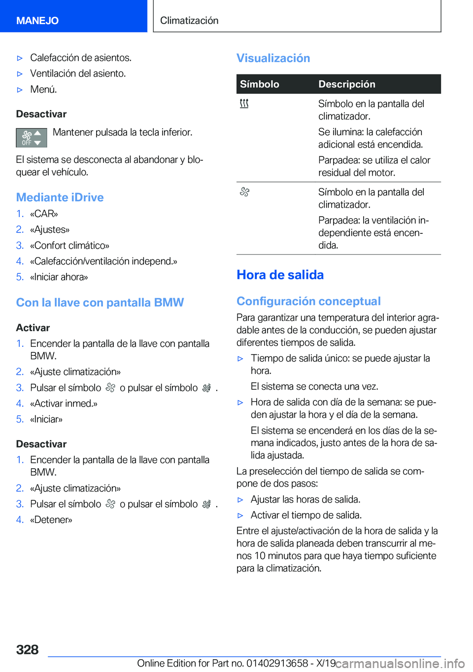 BMW X5 2020  Manuales de Empleo (in Spanish) x�C�a�l�e�f�a�c�c�i�