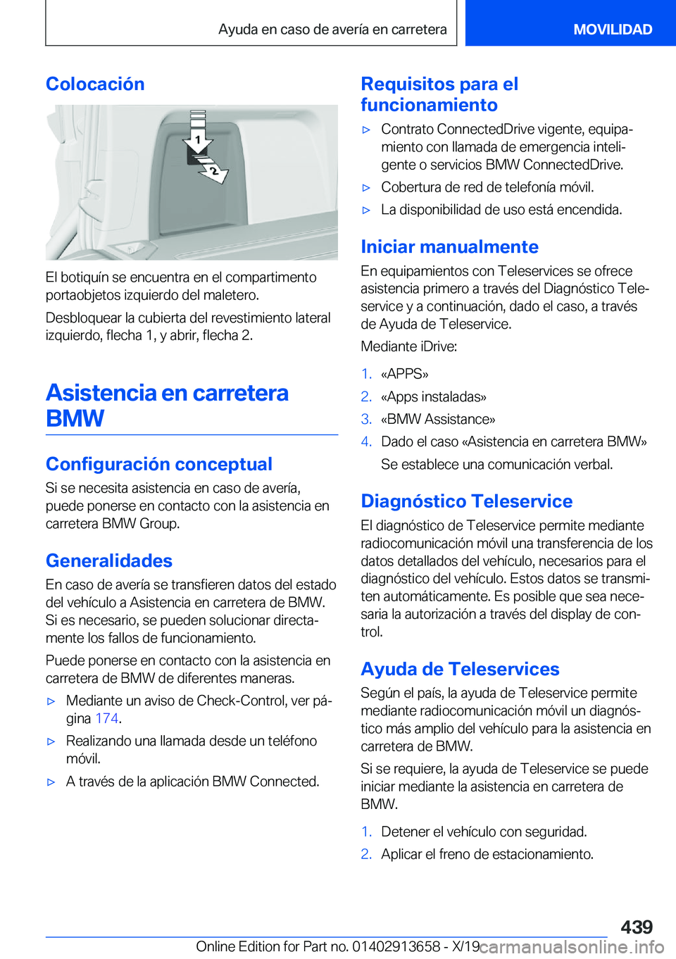 BMW X5 2020  Manuales de Empleo (in Spanish) �C�o�l�o�c�a�c�i�