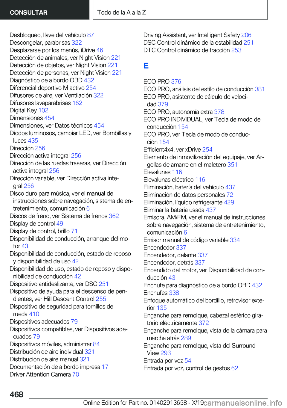 BMW X5 2020  Manuales de Empleo (in Spanish) �D�e�s�b�l�o�q�u�e�o�,��l�l�a�v�e��d�e�l��v�e�h�