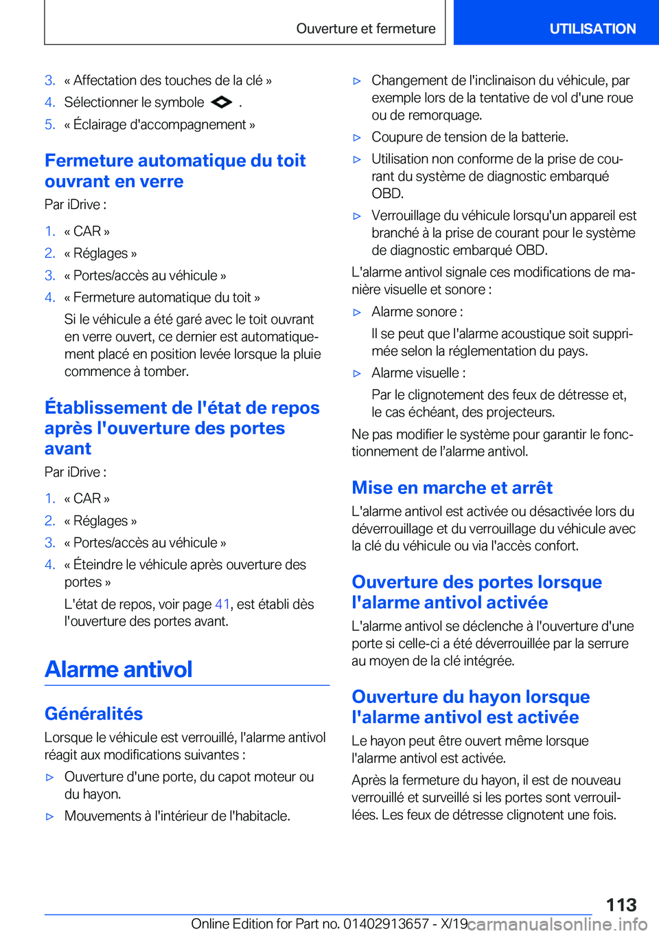 BMW X5 2020  Notices Demploi (in French) �3�.�k��A�f�f�e�c�t�a�t�i�o�n��d�e�s��t�o�u�c�h�e�s��d�e��l�a��c�l�é��{�4�.�S�é�l�e�c�t�i�o�n�n�e�r��l�e��s�y�m�b�o�l�e�����.�5�.�k��