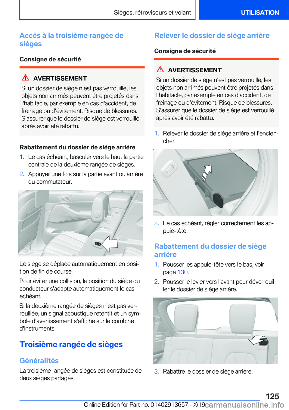 BMW X5 2020  Notices Demploi (in French) �A�c�c�è�s��
