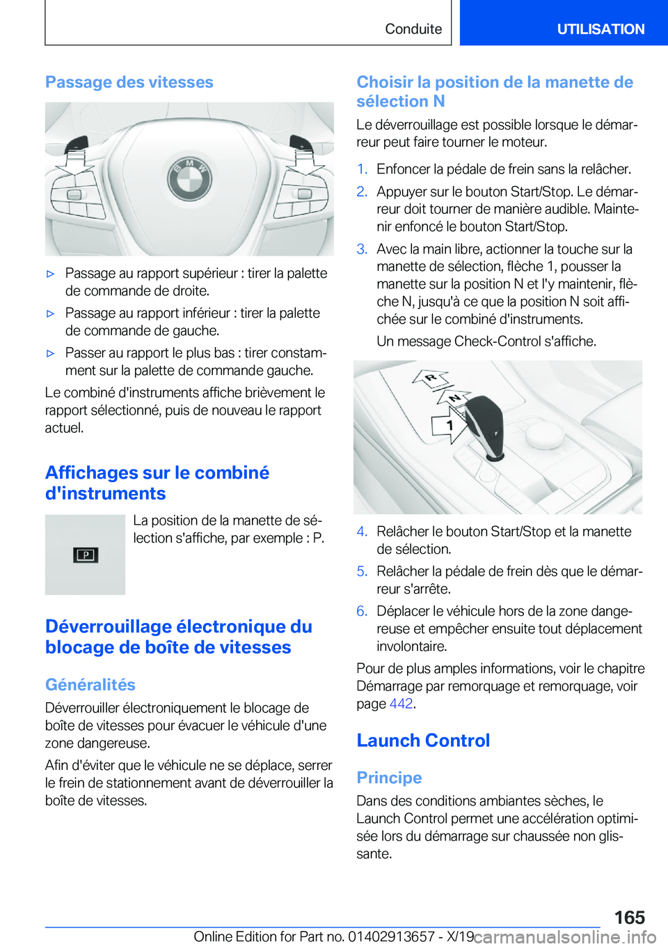 BMW X5 2020  Notices Demploi (in French) �P�a�s�s�a�g�e��d�e�s��v�i�t�e�s�s�e�s'x�P�a�s�s�a�g�e��a�u��r�a�p�p�o�r�t��s�u�p�é�r�i�e�u�r��:��t�i�r�e�r��l�a��p�a�l�e�t�t�e�d�e��c�o�m�m�a�n�d�e��d�e��d�r�o�i�t�e�.'x�P�a�s�s�