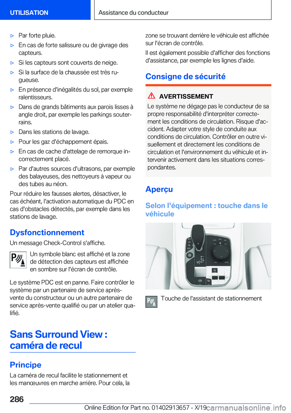 BMW X5 2020  Notices Demploi (in French) 'x�P�a�r��f�o�r�t�e��p�l�u�i�e�.'x�E�n��c�a�s��d�e��f�o�r�t�e��s�a�l�i�s�s�u�r�e��o�u��d�e��g�i�v�r�a�g�e��d�e�s�c�a�p�t�e�u�r�s�.'x�S�i��l�e�s��c�a�p�t�e�u�r�s��s�o�n�t��c�o