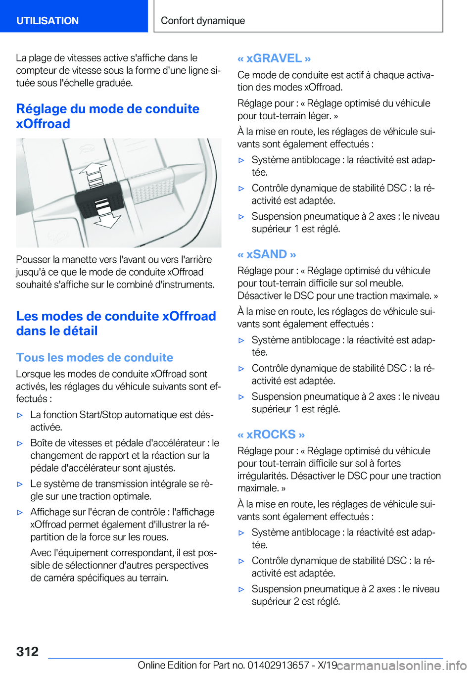 BMW X5 2020  Notices Demploi (in French) �L�a��p�l�a�g�e��d�e��v�i�t�e�s�s�e�s��a�c�t�i�v�e��s�'�a�f�f�i�c�h�e��d�a�n�s��l�e
�c�o�m�p�t�e�u�r��d�e��v�i�t�e�s�s�e��s�o�u�s��l�a��f�o�r�m�e��d�'�u�n�e��l�i�g�n�e��s�ij
�t