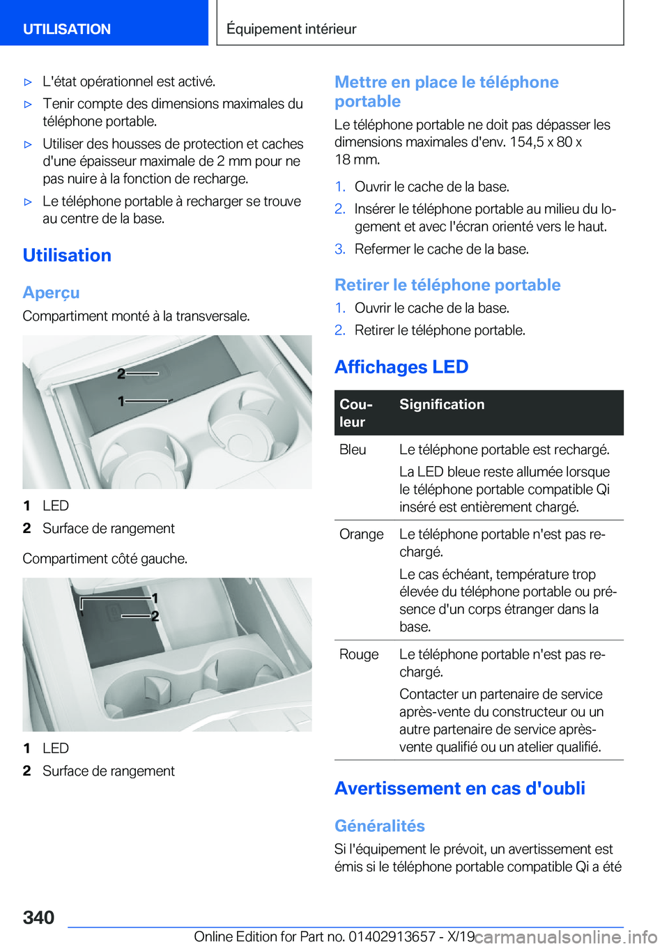 BMW X5 2020  Notices Demploi (in French) 'x�L�'�é�t�a�t��o�p�é�r�a�t�i�o�n�n�e�l��e�s�t��a�c�t�i�v�é�.'x�T�e�n�i�r��c�o�m�p�t�e��d�e�s��d�i�m�e�n�s�i�o�n�s��m�a�x�i�m�a�l�e�s��d�u�t�é�l�é�p�h�o�n�e��p�o�r�t�a�b�l�e�