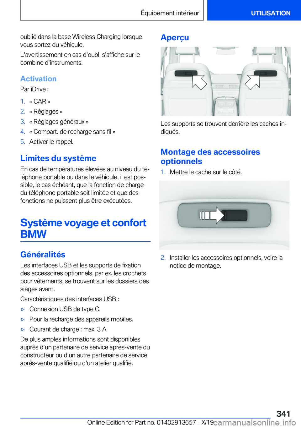 BMW X5 2020  Notices Demploi (in French) �o�u�b�l�i�é��d�a�n�s��l�a��b�a�s�e��W�i�r�e�l�e�s�s��C�h�a�r�g�i�n�g��l�o�r�s�q�u�e
�v�o�u�s��s�o�r�t�e�z��d�u��v�é�h�i�c�u�l�e�.
�L�'�a�v�e�r�t�i�s�s�e�m�e�n�t��e�n��c�a�s��d�'