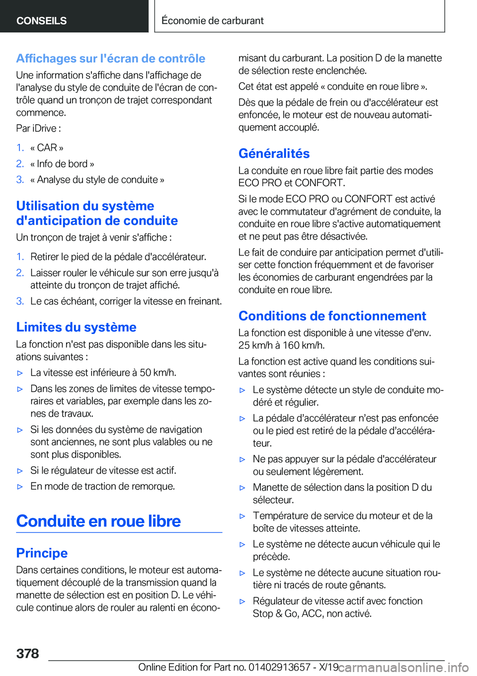BMW X5 2020  Notices Demploi (in French) �A�f�f�i�c�h�a�g�e�s��s�u�r��l�'�é�c�r�a�n��d�e��c�o�n�t�r�