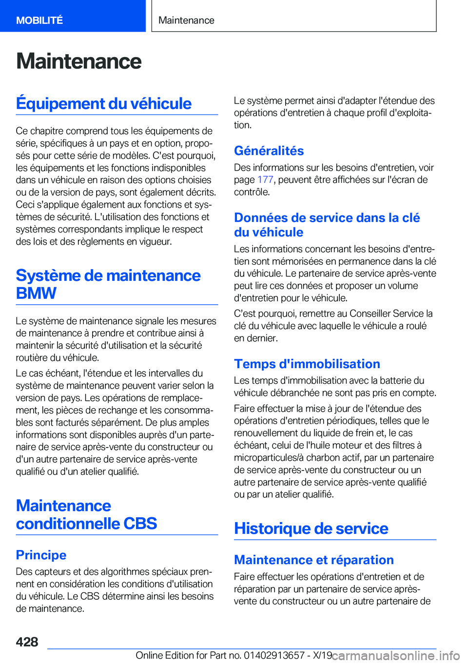 BMW X5 2020  Notices Demploi (in French) �M�a�i�n�t�e�n�a�n�c�e�