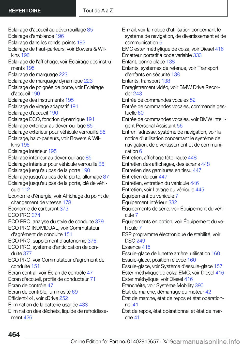 BMW X5 2020  Notices Demploi (in French) �