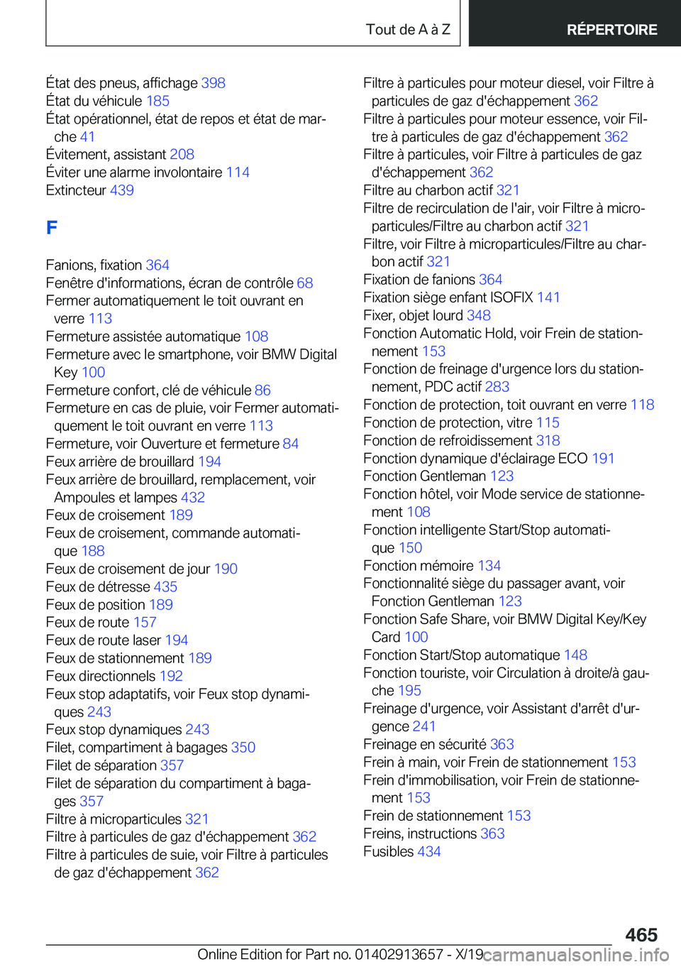 BMW X5 2020  Notices Demploi (in French) �