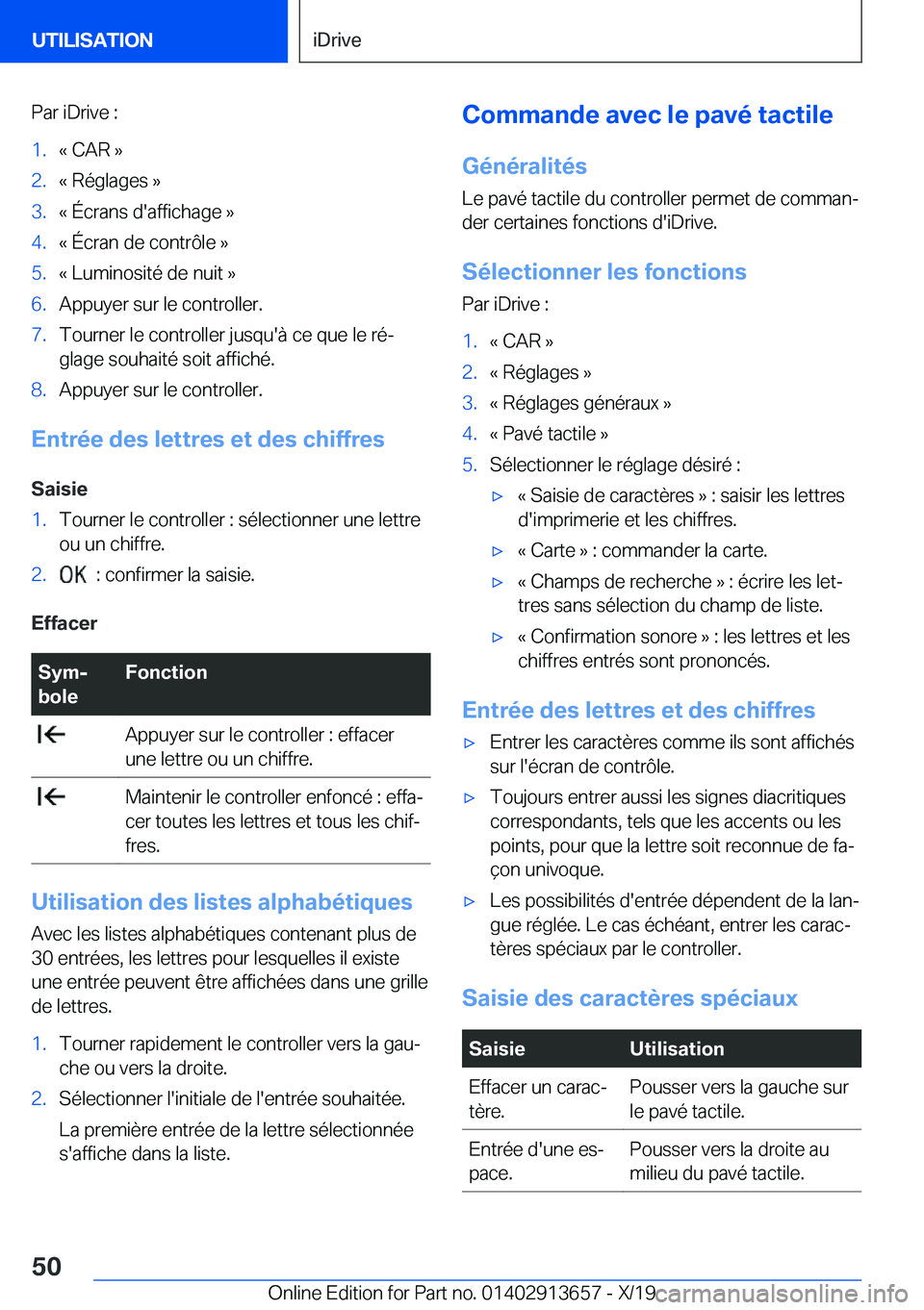BMW X5 2020  Notices Demploi (in French) �P�a�r��i�D�r�i�v�e��:�1�.�k��C�A�R��{�2�.�k��R�é�g�l�a�g�e�s��{�3�.�k��