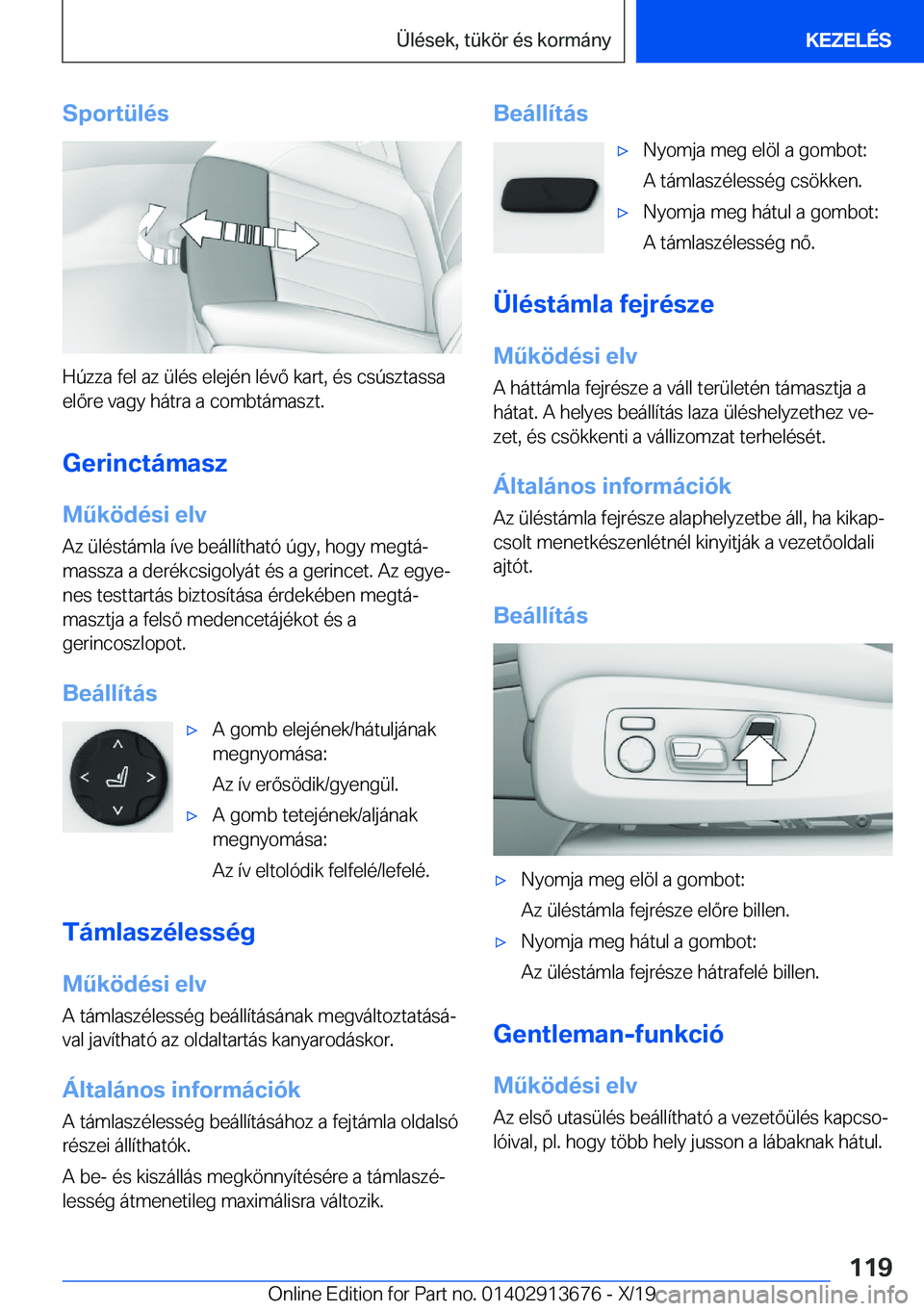 BMW X5 2020  Kezelési útmutató (in Hungarian) �S�p�o�r�t�