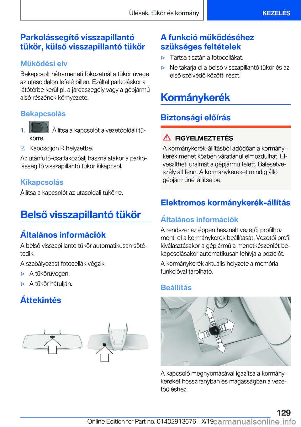 BMW X5 2020  Kezelési útmutató (in Hungarian) �P�a�r�k�o�l�
