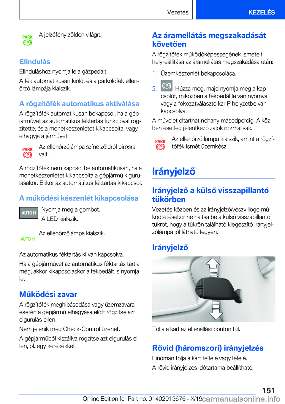 BMW X5 2020  Kezelési útmutató (in Hungarian) �A��j�e�l�z�