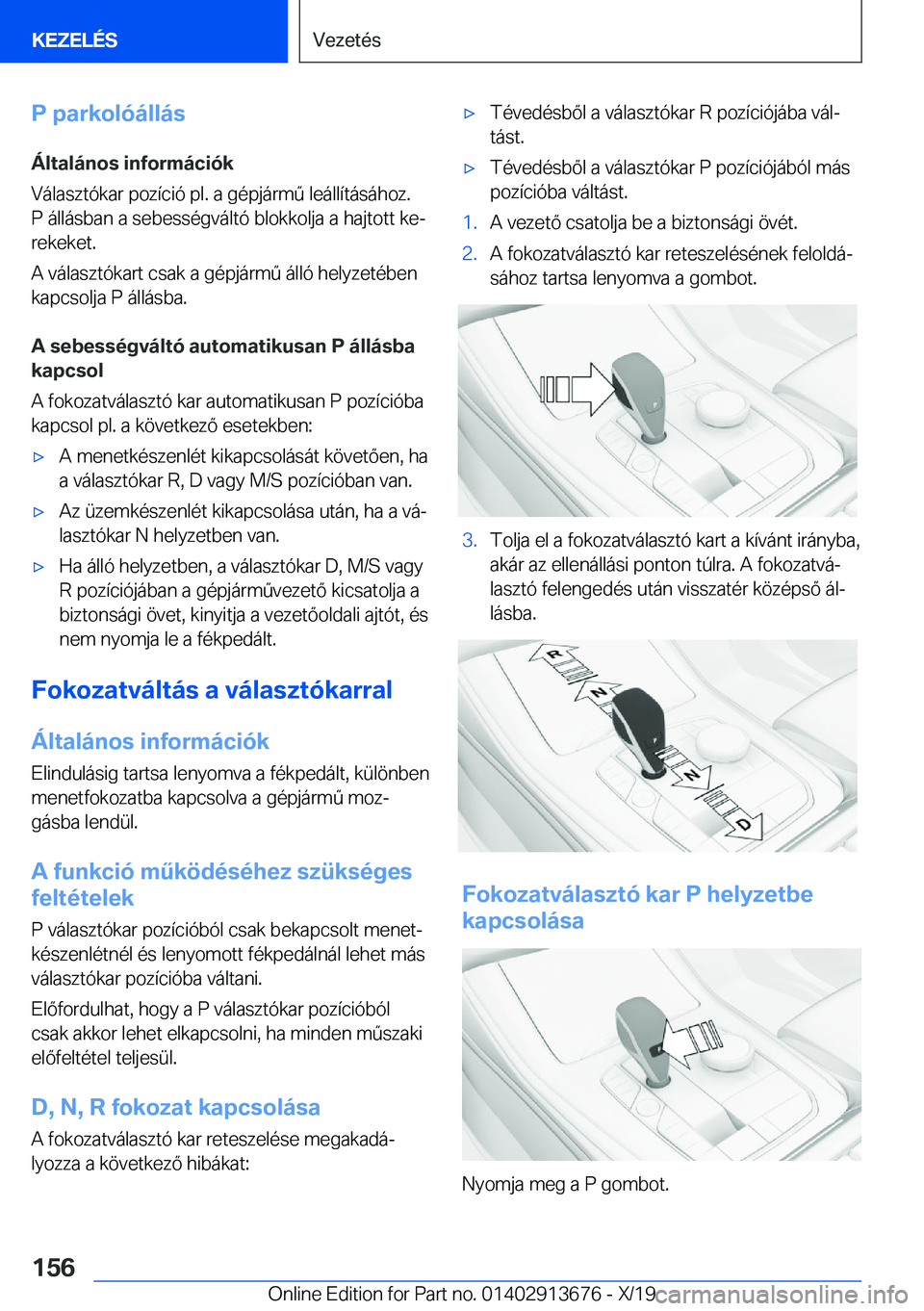 BMW X5 2020  Kezelési útmutató (in Hungarian) �P��p�a�r�k�o�l�