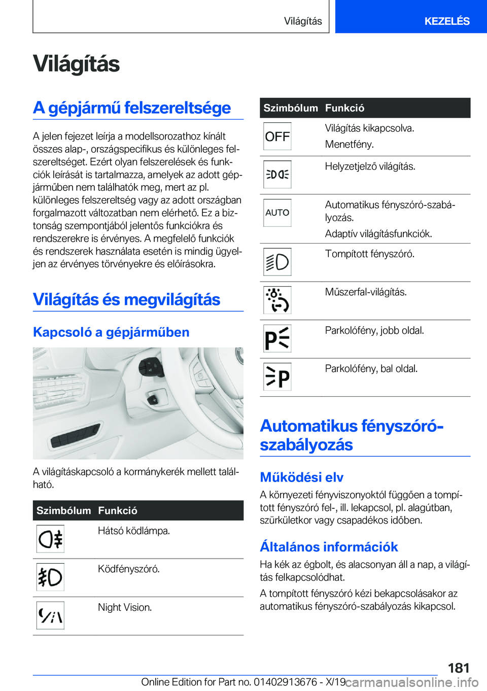 BMW X5 2020  Kezelési útmutató (in Hungarian) �V�i�l�