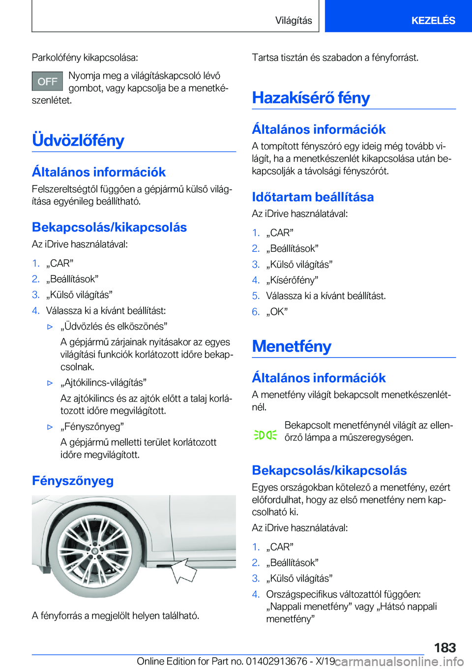 BMW X5 2020  Kezelési útmutató (in Hungarian) �P�a�r�k�o�l�