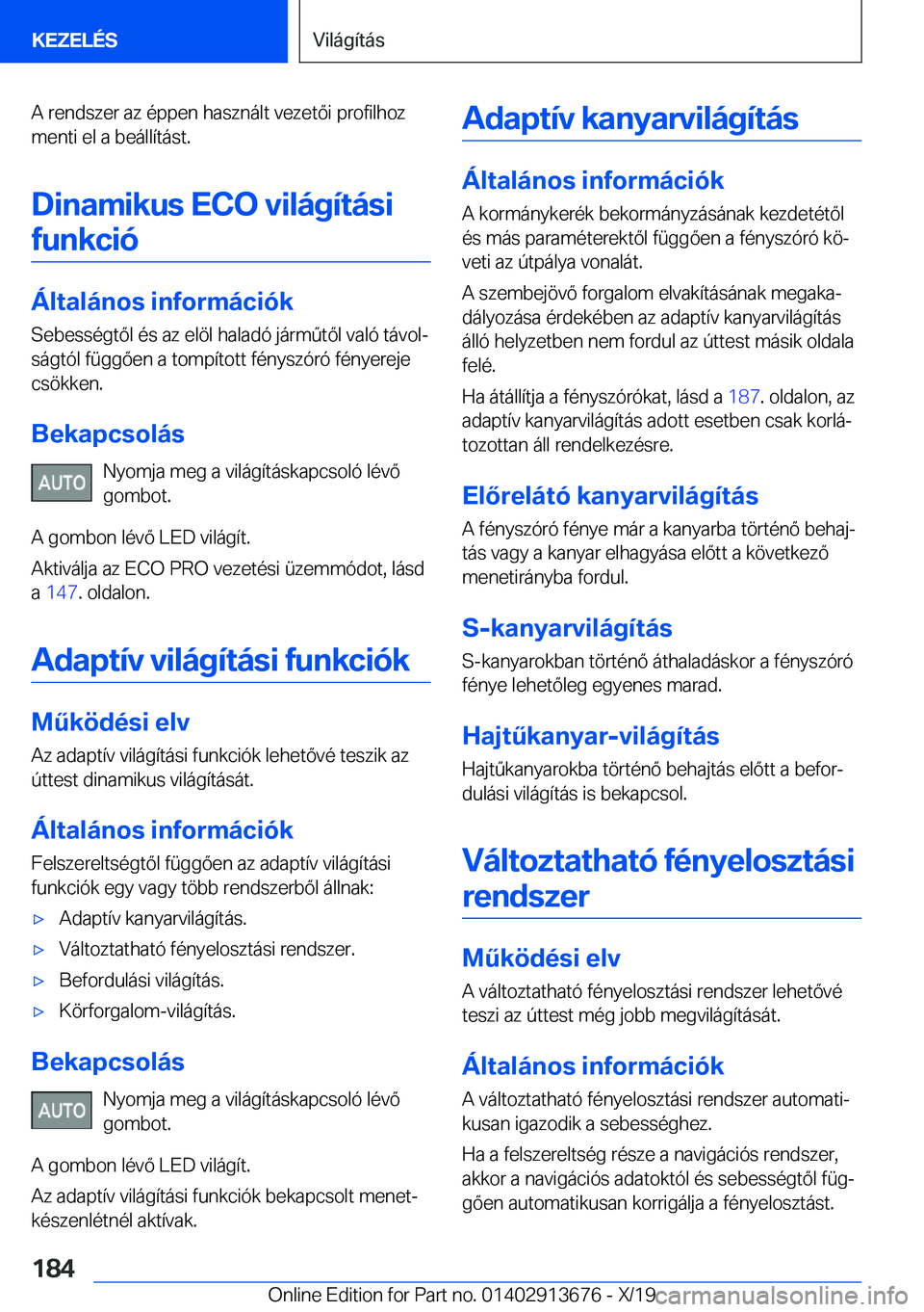 BMW X5 2020  Kezelési útmutató (in Hungarian) �A��r�e�n�d�s�z�e�r��a�z��