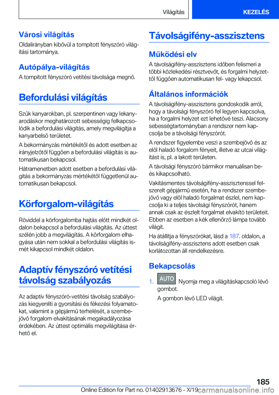 BMW X5 2020  Kezelési útmutató (in Hungarian) �V�