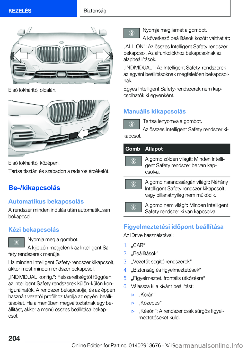 BMW X5 2020  Kezelési útmutató (in Hungarian) �E�l�s�