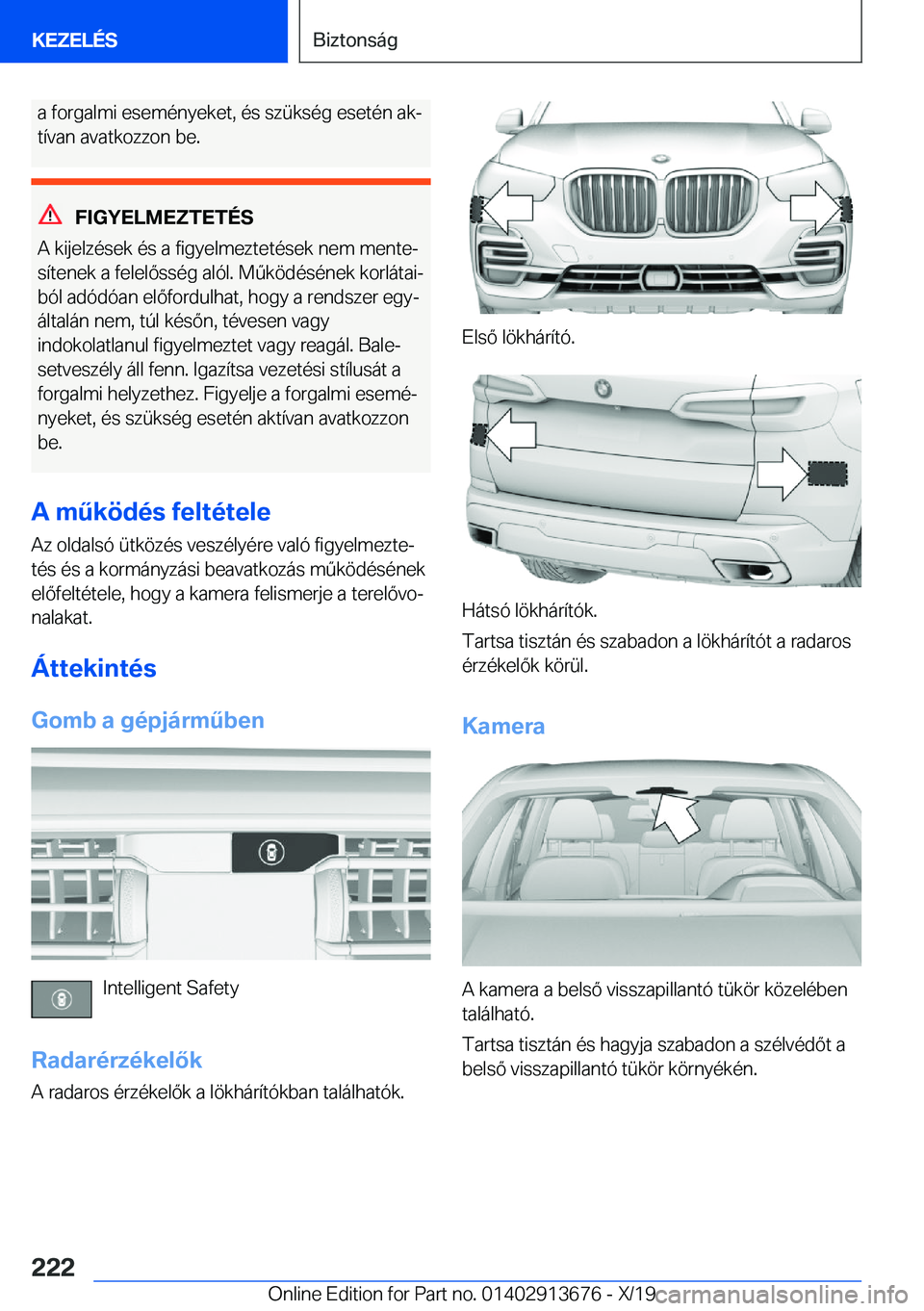BMW X5 2020  Kezelési útmutató (in Hungarian) �a��f�o�r�g�a�l�m�i��e�s�e�m�