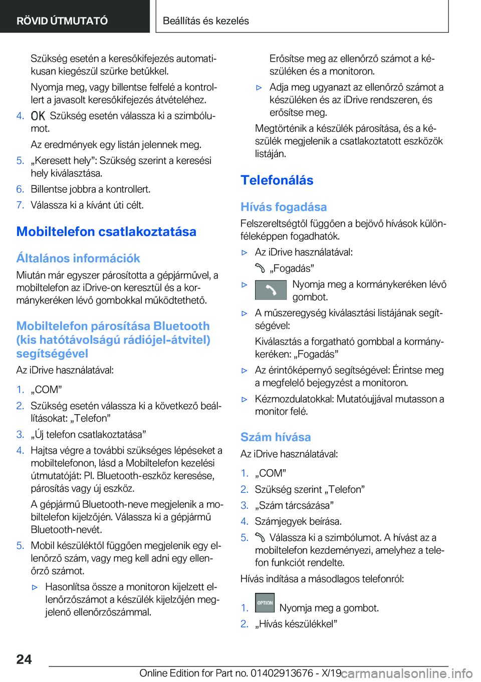 BMW X5 2020  Kezelési útmutató (in Hungarian) �S�z�