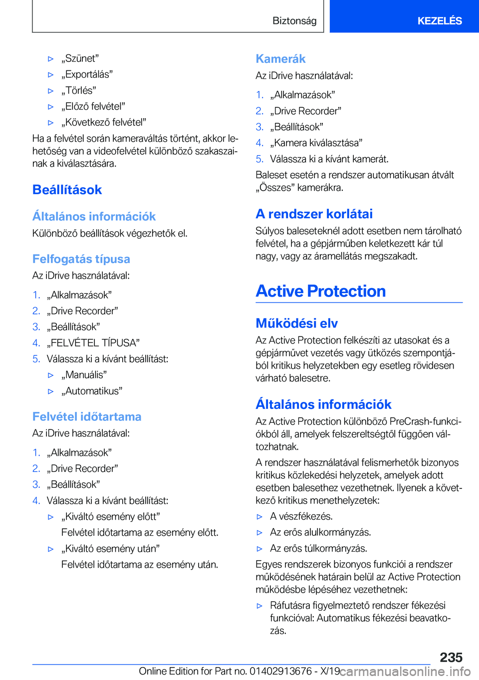 BMW X5 2020  Kezelési útmutató (in Hungarian) xx�S�z�