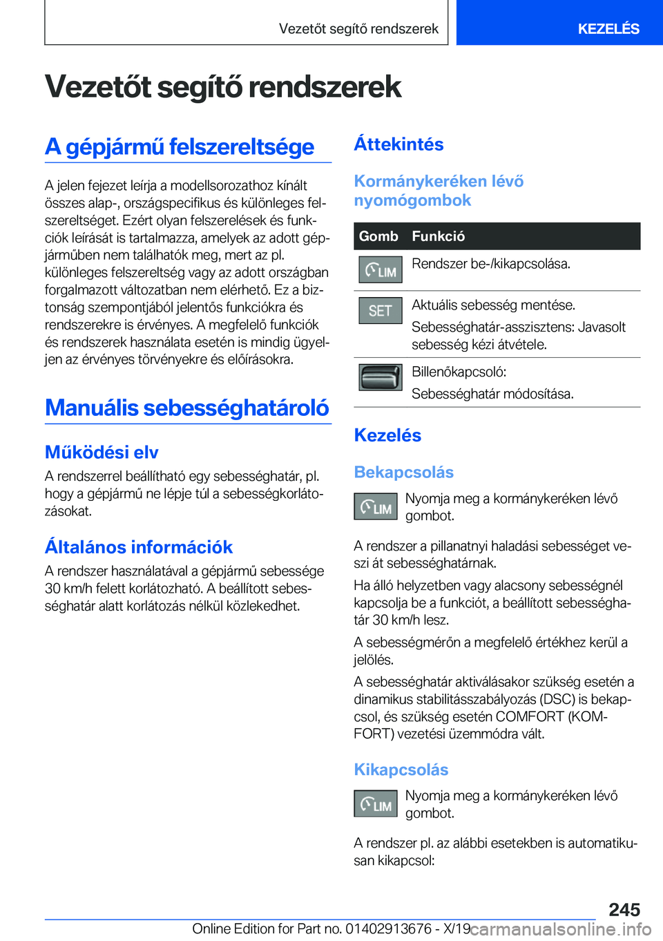 BMW X5 2020  Kezelési útmutató (in Hungarian) �V�e�z�e�t�