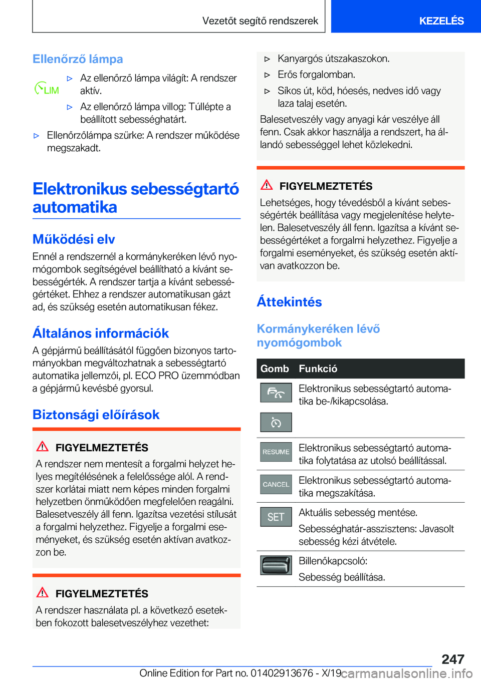 BMW X5 2020  Kezelési útmutató (in Hungarian) �E�l�l�e�n�