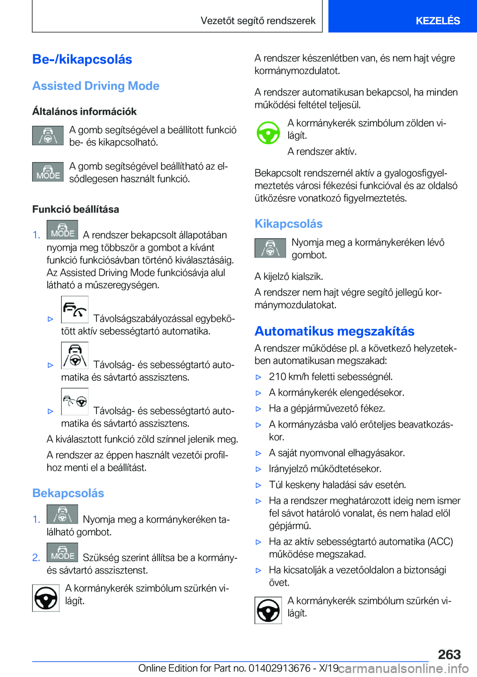 BMW X5 2020  Kezelési útmutató (in Hungarian) �B�e�-�/�k�i�k�a�p�c�s�o�l�